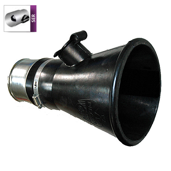 Avgastratt för gummislang, 100 mm / 140 mm anslutning med stängningsventil