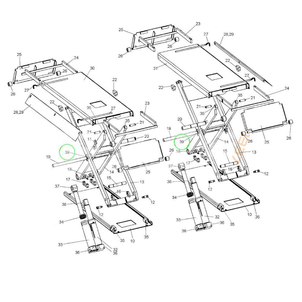 DU-lager / bussning för saxen till Nussbaum Sprinter NT och Uni-Lift 4000