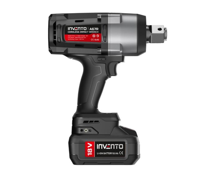 INVENTO A67R 1” Sladdlös Slagnyckel – 2400 Nm med 2x 8Ah Batterier, Laddare & Väska