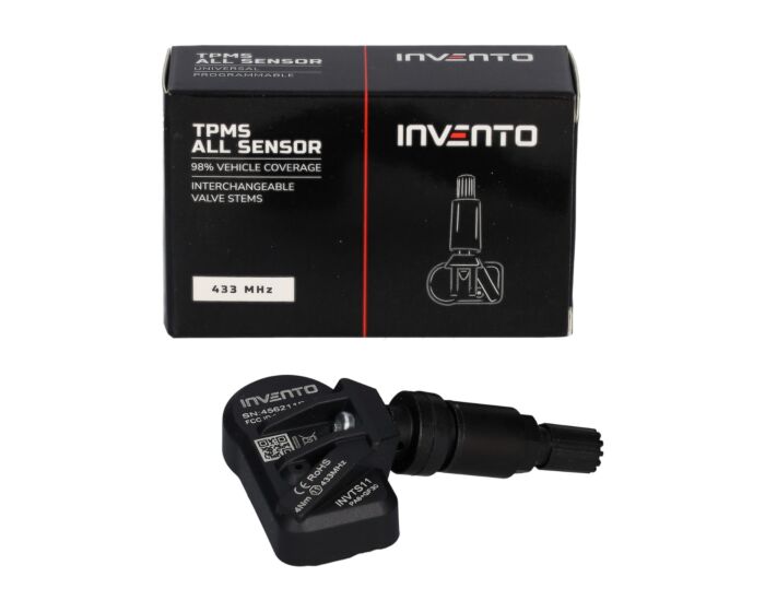 INVENTO TPMS Sensor 433/315 MHz – Universal för Europa/USA – Aluminium Svart