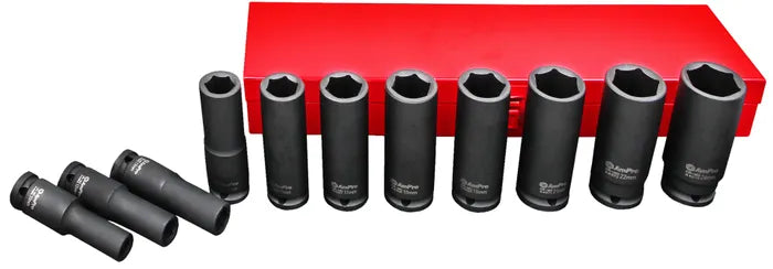 Krafthylsnyckelsats Djupa 1/2", 11 delar