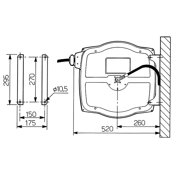 Slangupprullare för olja 60 bar, 13 mm, 10 meter