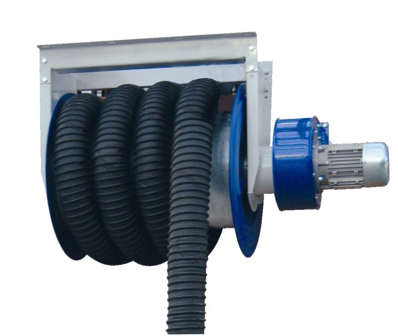 Slangupprullare med fläkt, 150 mm slang, 10 m med anslutning