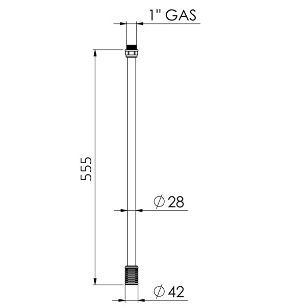 Sugrör Ø 1" BSP L=555 mm med filter för 50/60 kg tunna