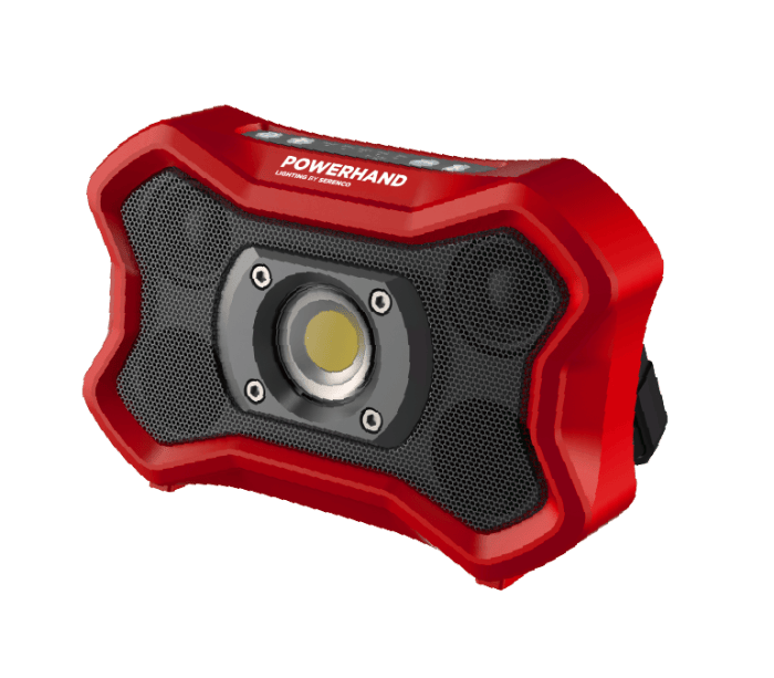 Uppladdningsbar strålkastare med högtalare