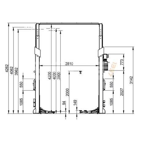 2-pelarlyft dimensioner