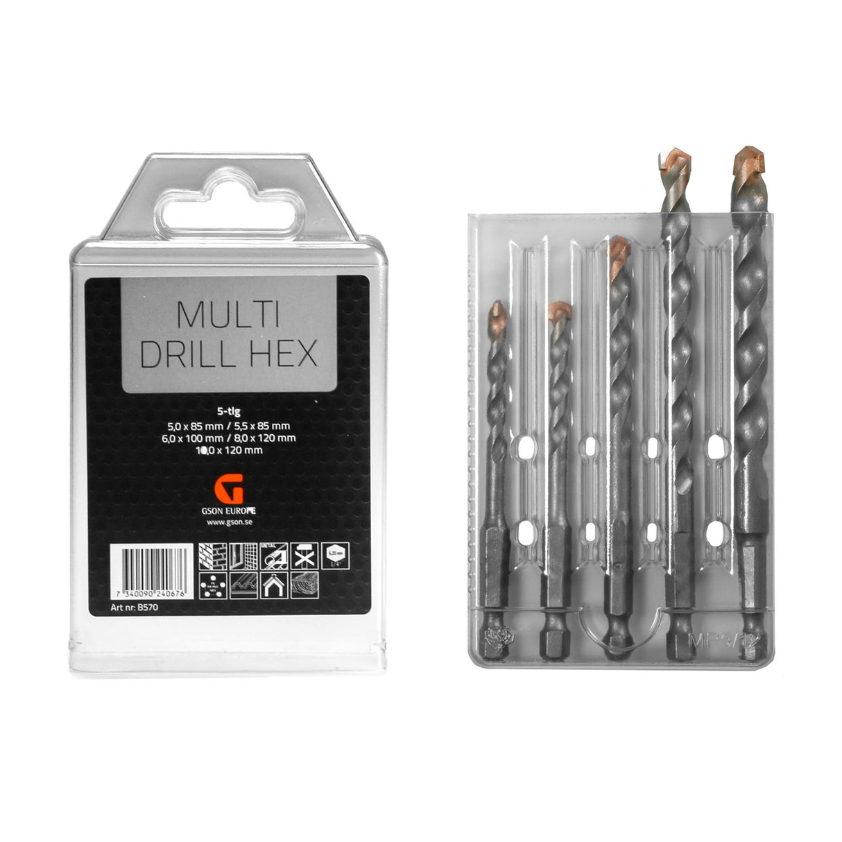 Multi Drill Hex Set 5 delar - Gson